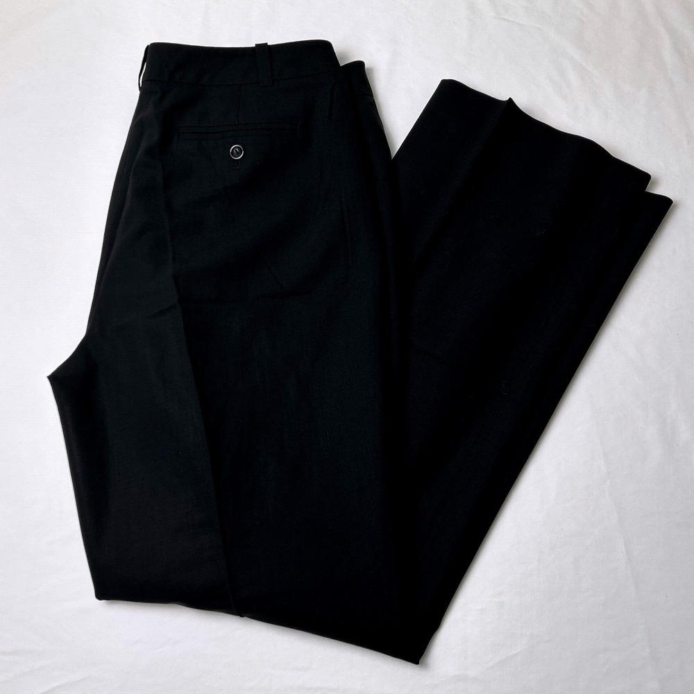 Casual Corner Womens Stretch Wool Straight Leg Dress Pants Size 12 Black Office